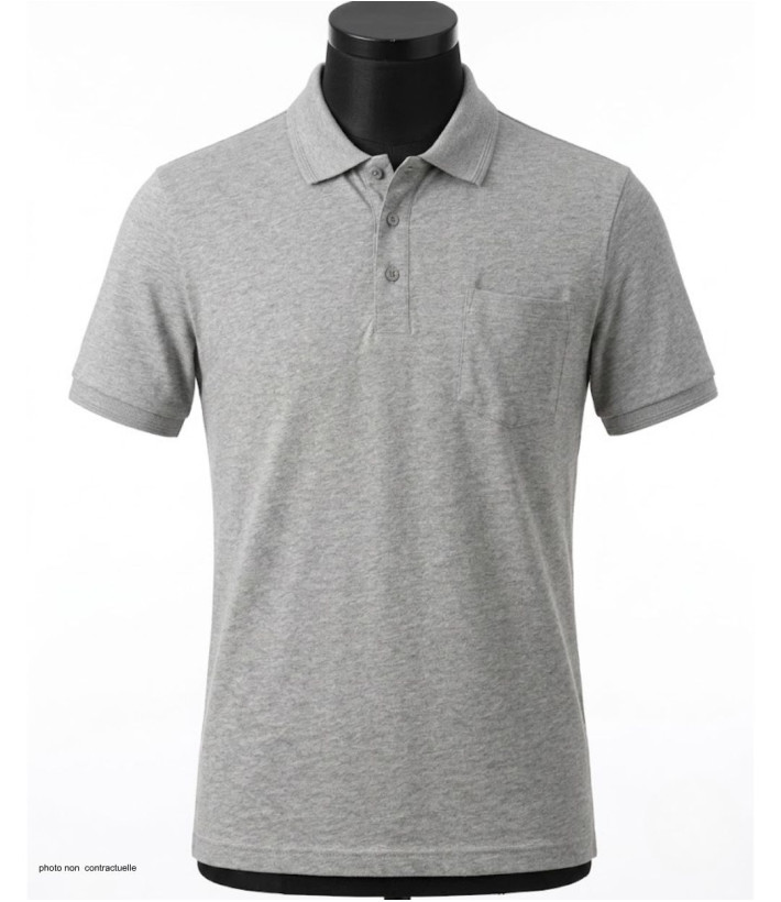 CHALLENGER REMY4 : Polo manches courtes en coton gris chiné