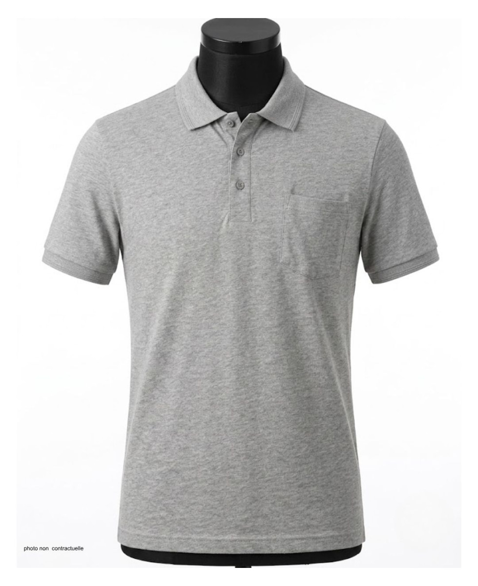 CHALLENGER REMY4 : Polo manches courtes en coton gris chiné