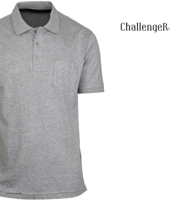 CHALLENGER REMY4 : Polo manches courtes en coton gris chiné