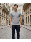 CHALLENGER REMY4 : Polo manches courtes en coton gris chiné