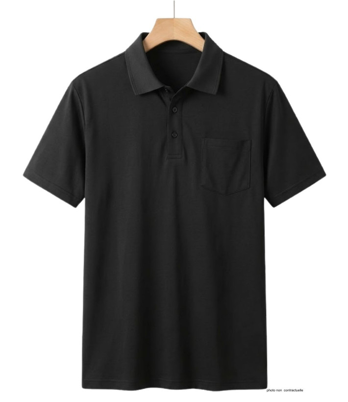 CHALLENGER REMY5 : Polo manches courtes homme jersey coton noir