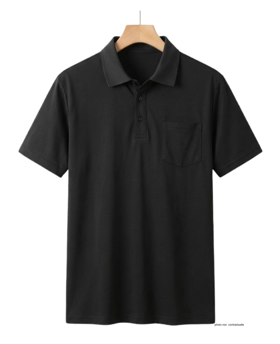 CHALLENGER REMY5 : Polo manches courtes homme jersey coton noir