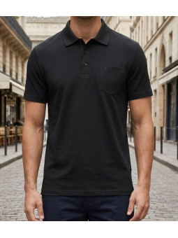 CHALLENGER REMY5 : Polo manches courtes homme jersey coton noir