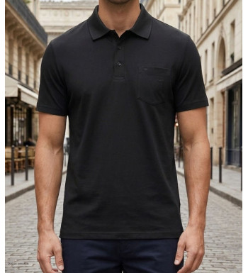 CHALLENGER REMY5 : Polo manches courtes homme jersey coton noir