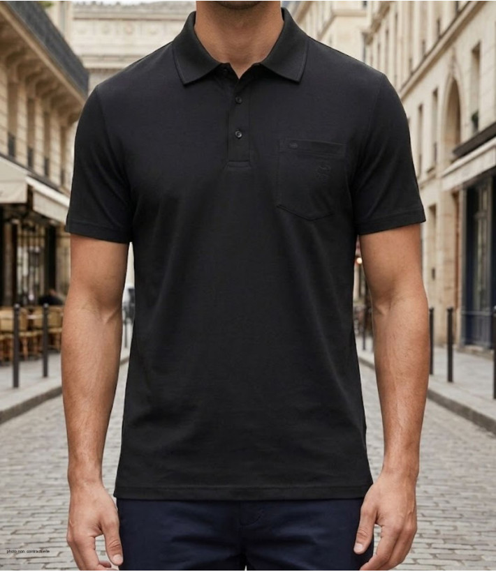 CHALLENGER REMY5 : Polo manches courtes homme jersey coton noir