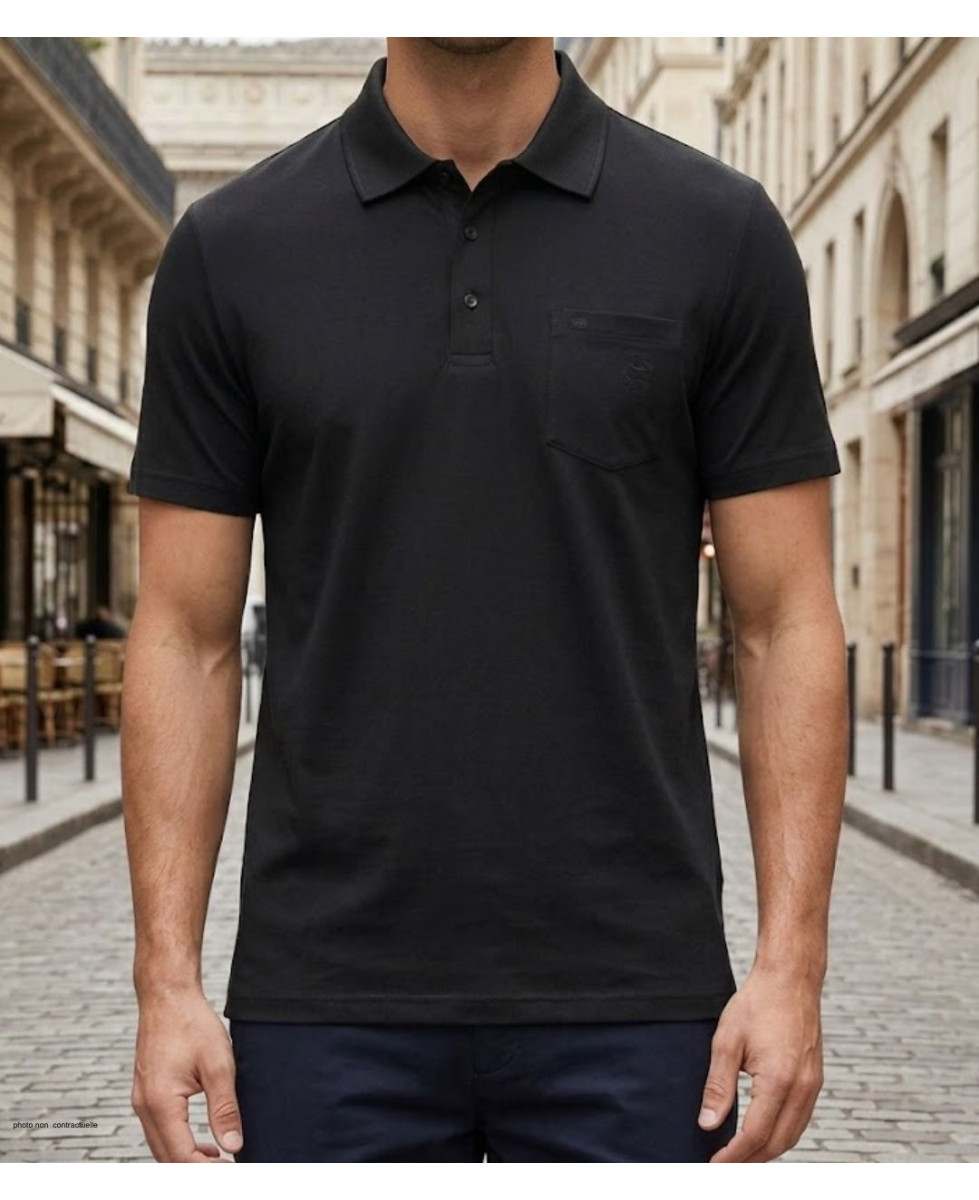 CHALLENGER REMY5 : Polo manches courtes homme jersey coton noir