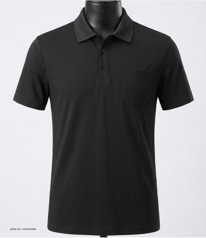 CHALLENGER REMY5 : Polo manches courtes homme jersey coton noir
