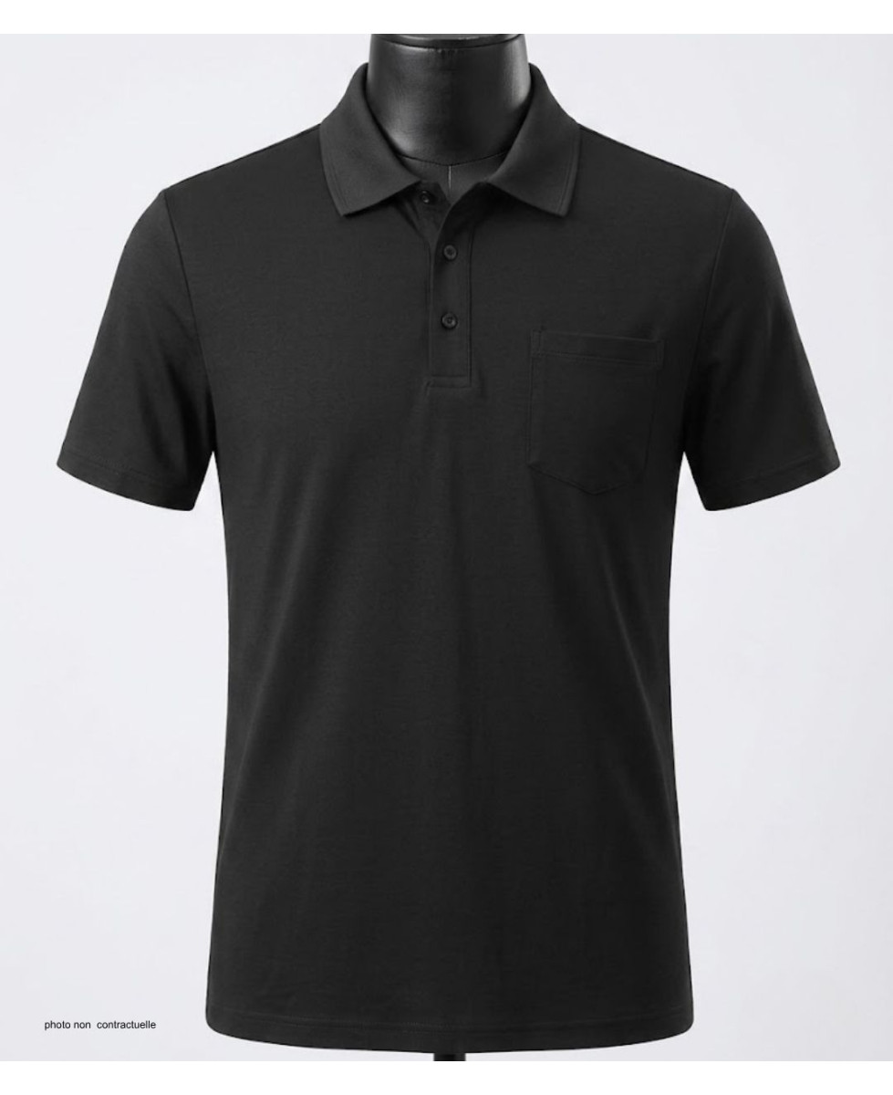 CHALLENGER REMY5 : Polo manches courtes homme jersey coton noir