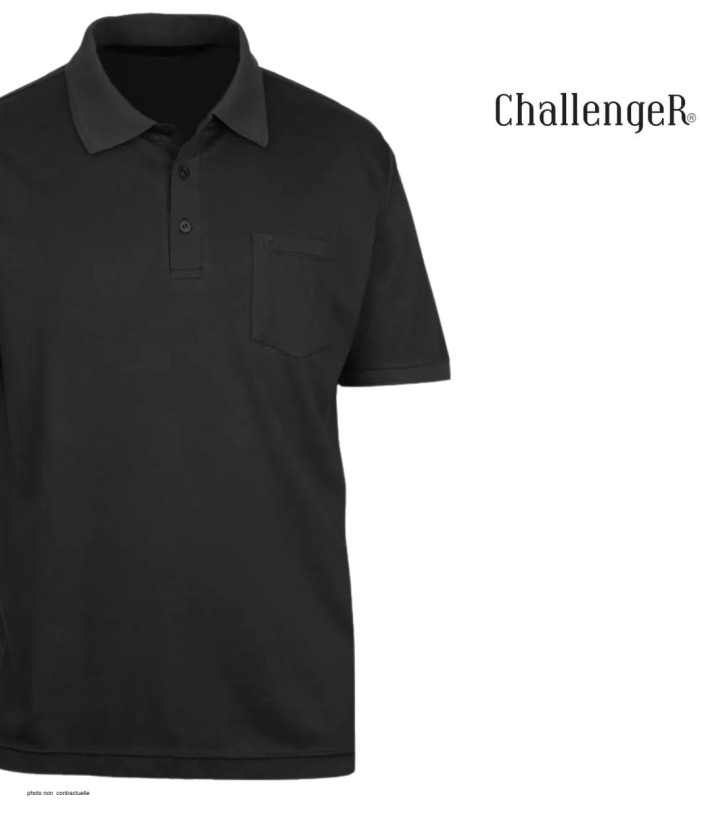 CHALLENGER REMY5 : Polo manches courtes homme jersey coton noir