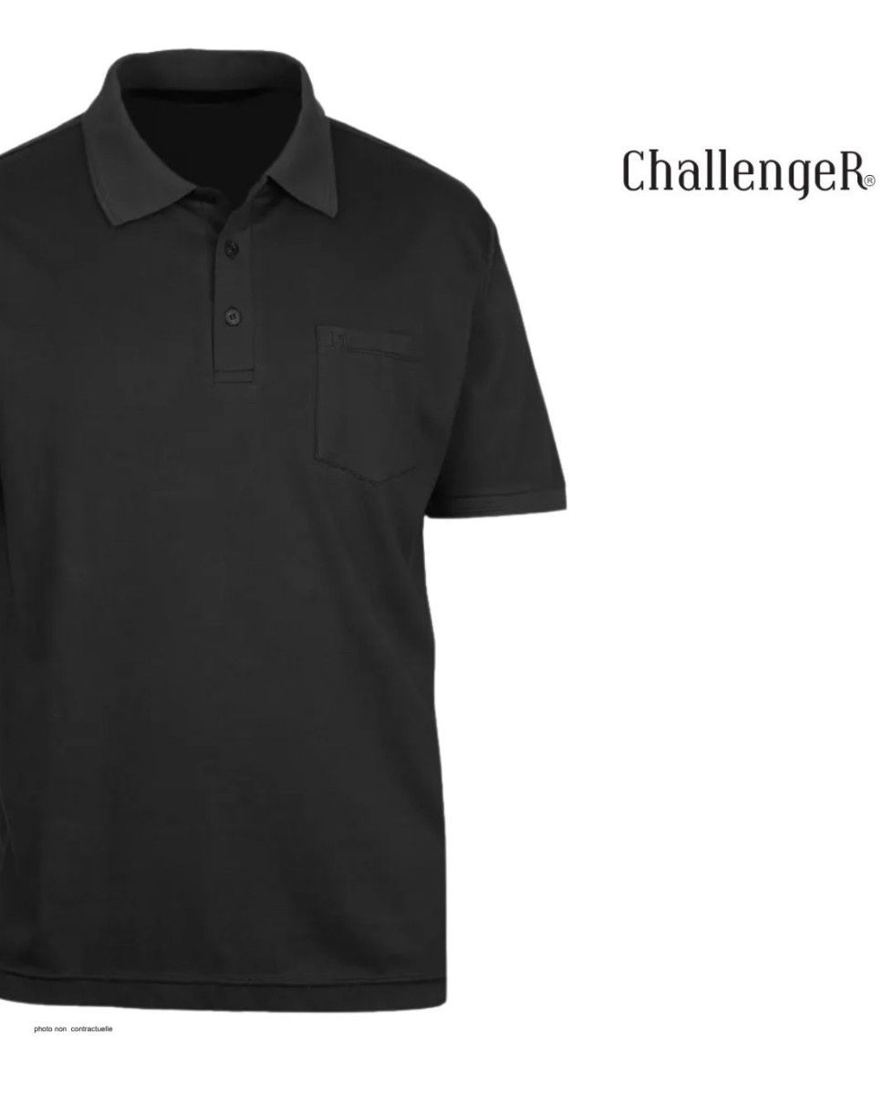 CHALLENGER REMY5 : Polo manches courtes homme jersey coton noir