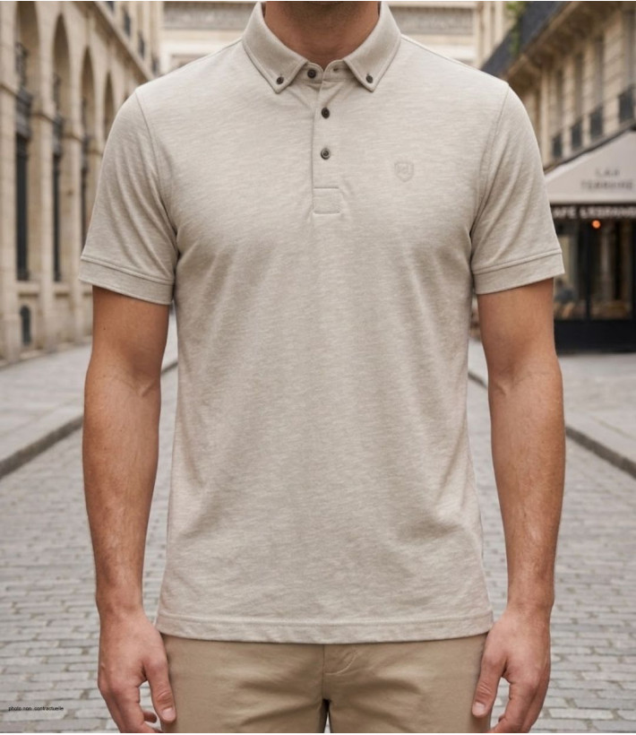 CHALLENGER RODRIGO5 : Polo manches courtes en coton organique beige
