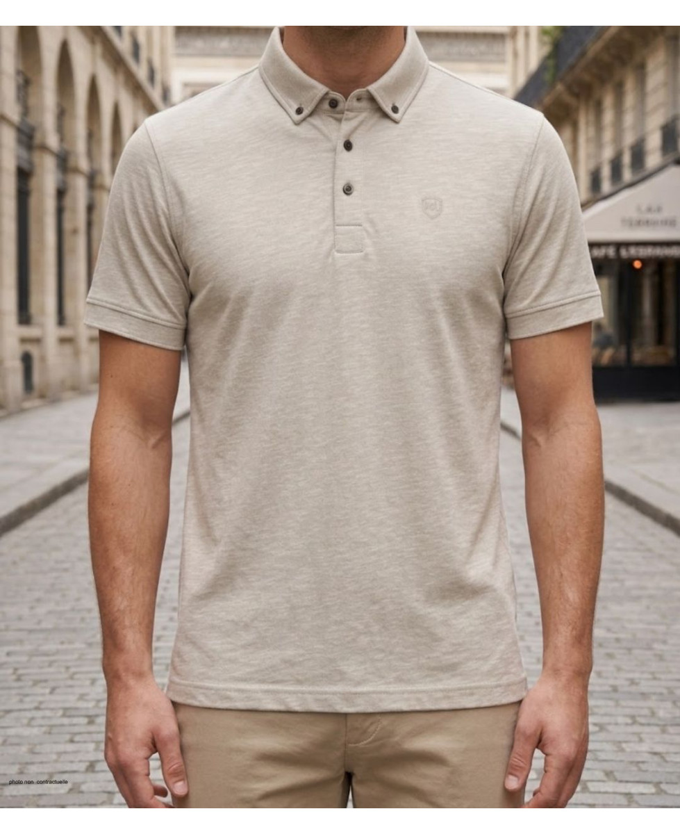CHALLENGER RODRIGO5 : Polo manches courtes en coton organique beige