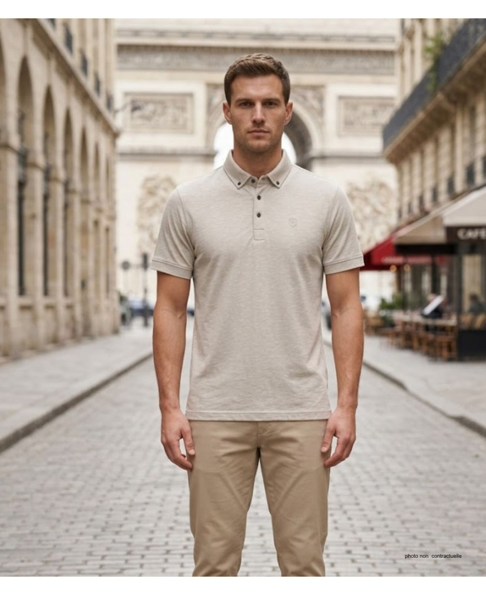 CHALLENGER RODRIGO5 : Polo manches courtes en coton organique beige