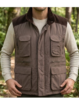 SEDETEX SH1199 - Gilet multi-poches marron chaud et léger