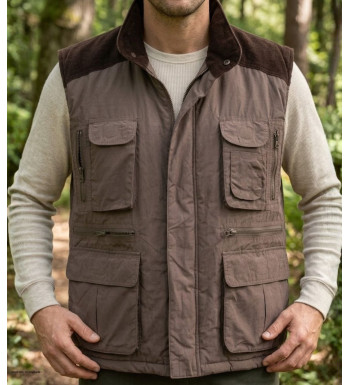 SEDETEX SH1199 - Gilet multi-poches marron chaud et léger
