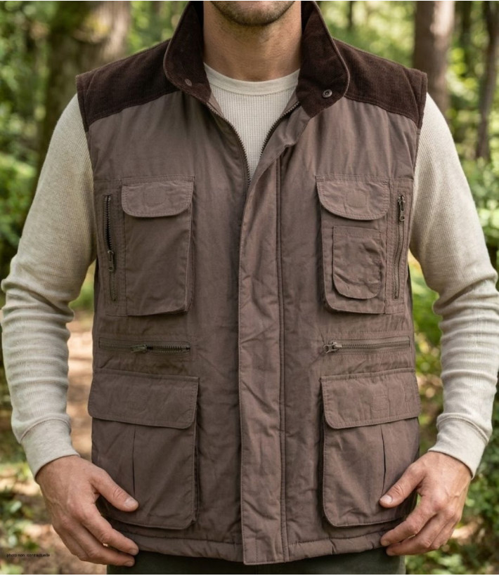 SEDETEX SH1199 - Gilet multi-poches marron chaud et léger