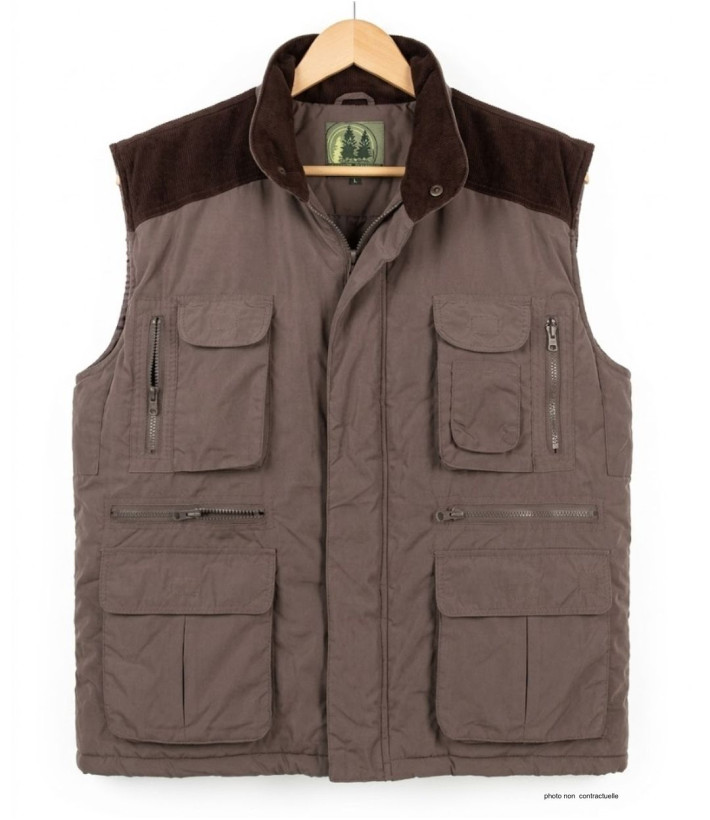 SEDETEX SH1199 - Gilet multi-poches marron chaud et léger