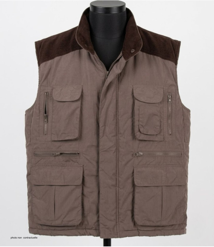 SEDETEX SH1199 - Gilet multi-poches marron chaud et léger