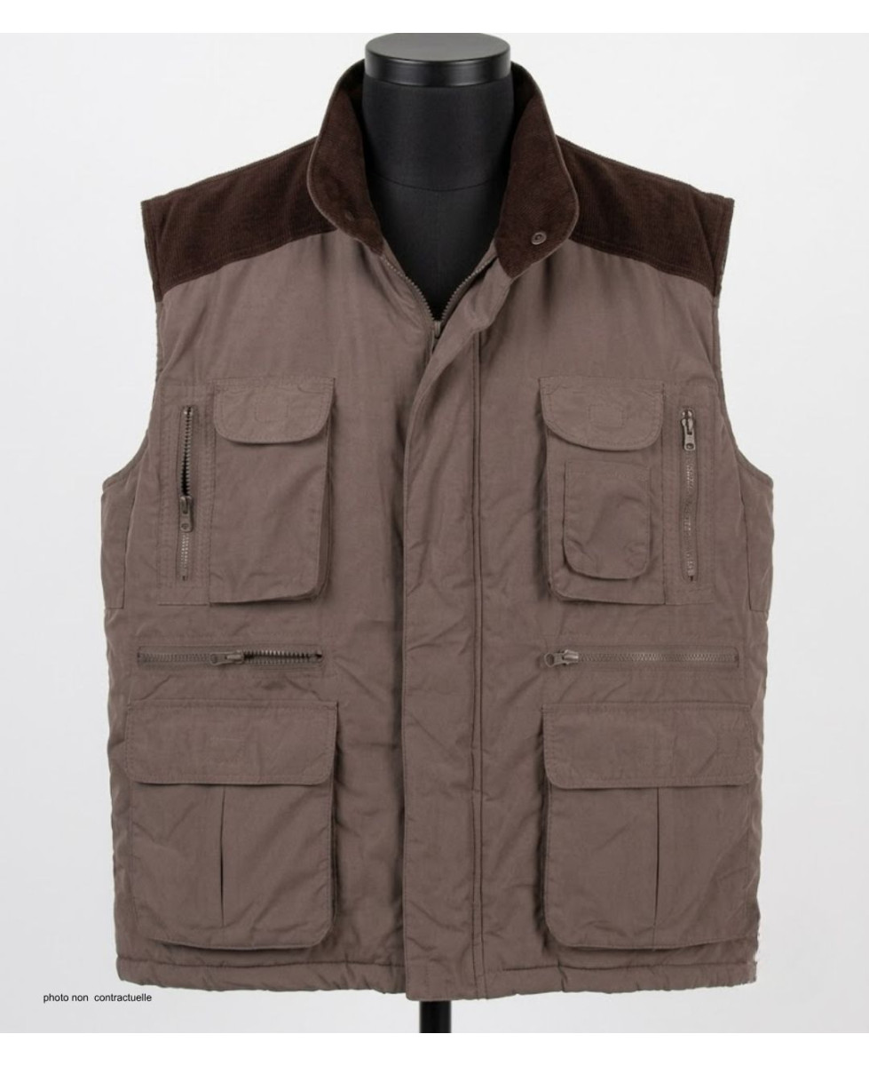 SEDETEX SH1199 - Gilet multi-poches marron chaud et léger