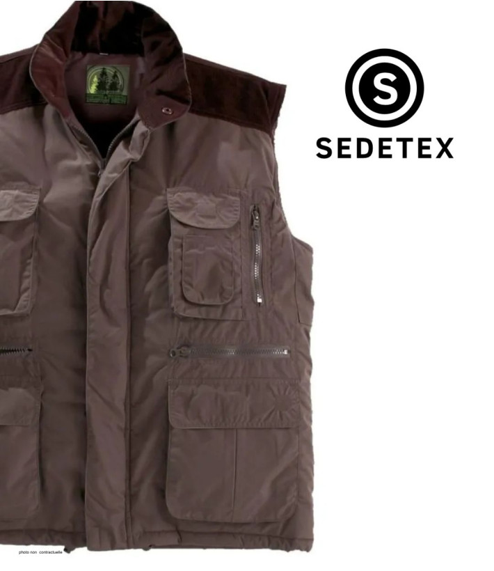 SEDETEX SH1199 - Gilet multi-poches marron chaud et léger