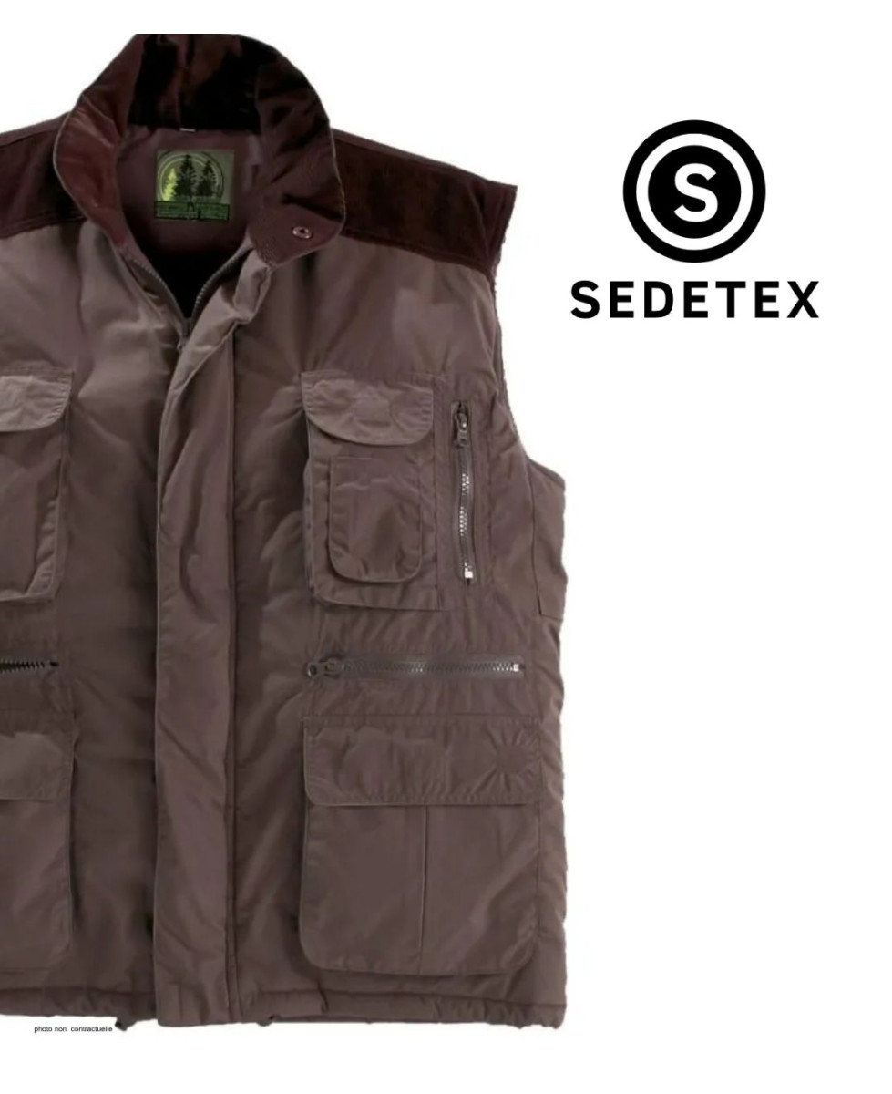 SEDETEX SH1199 - Gilet multi-poches marron chaud et léger