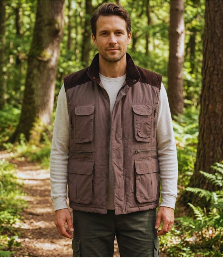 SEDETEX SH1199 - Gilet multi-poches marron chaud et léger