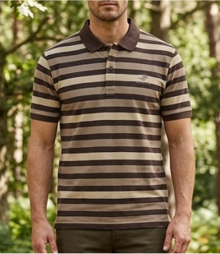 Polo manches courtes homme choco en pur coton WINCHESTER modèle RANNOCK1 avec col boutonné et finitions bords côtes.