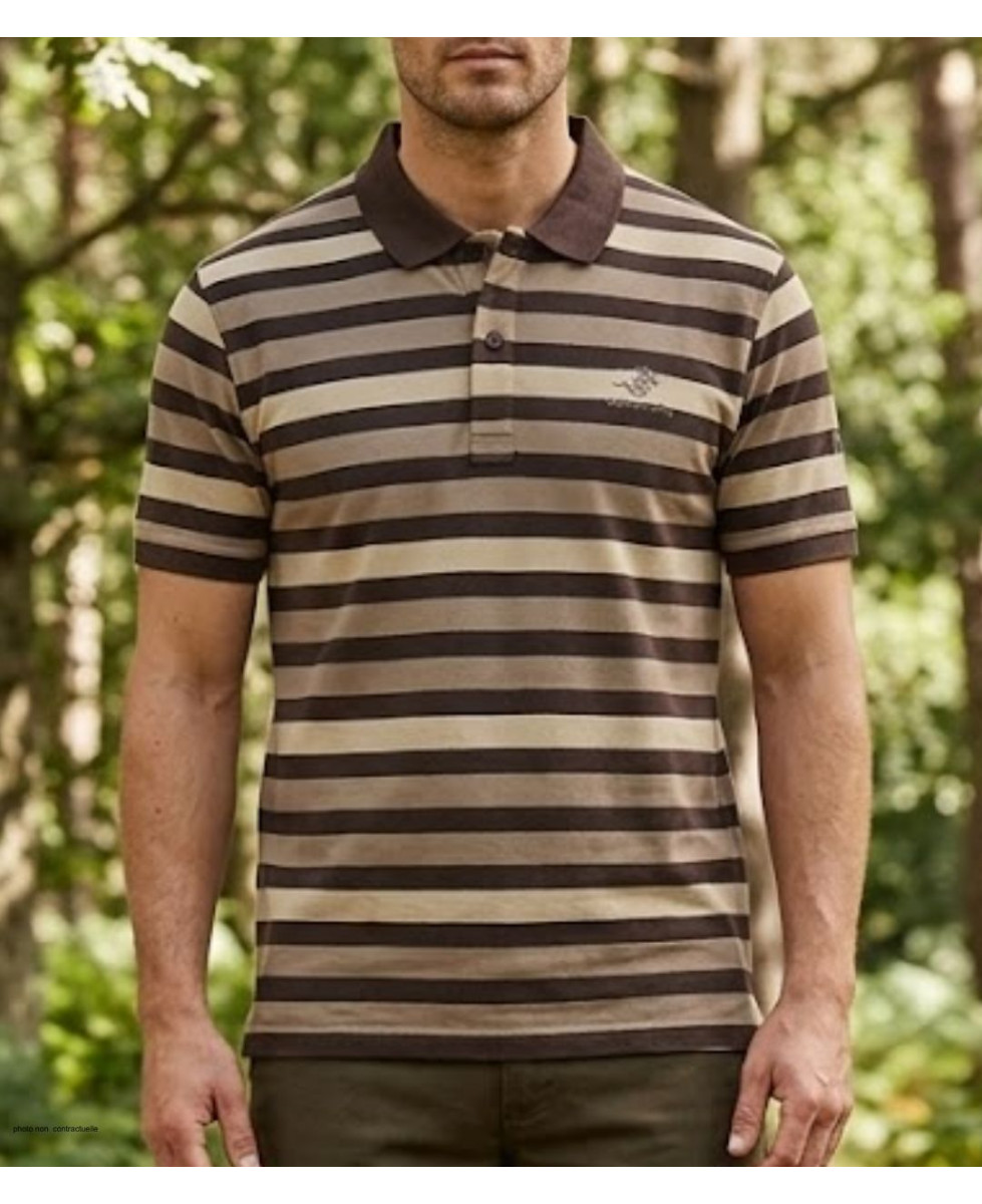 Polo manches courtes homme choco en pur coton WINCHESTER modèle RANNOCK1 avec col boutonné et finitions bords côtes.