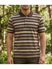 Polo manches courtes homme choco en pur coton WINCHESTER modèle RANNOCK1 avec col boutonné et finitions bords côtes.