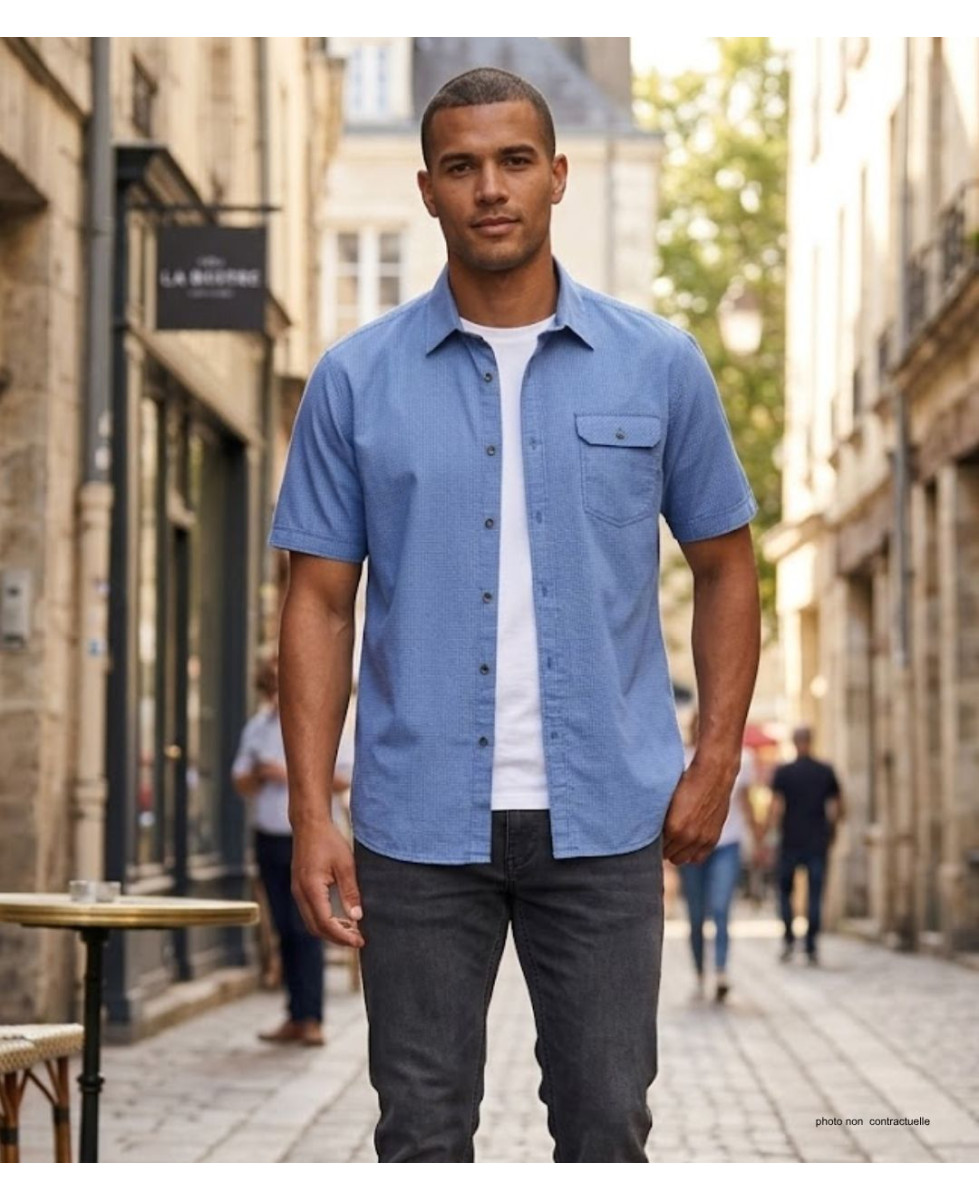 CHALLENGER TEODOR1 - Chemise Manches Courtes Homme Bleue