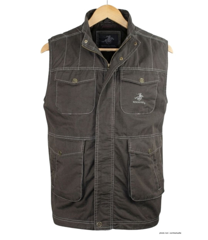 WINCHESTER JUMPER1B - Gilet Sans Manches Coton Marron Imprimé
