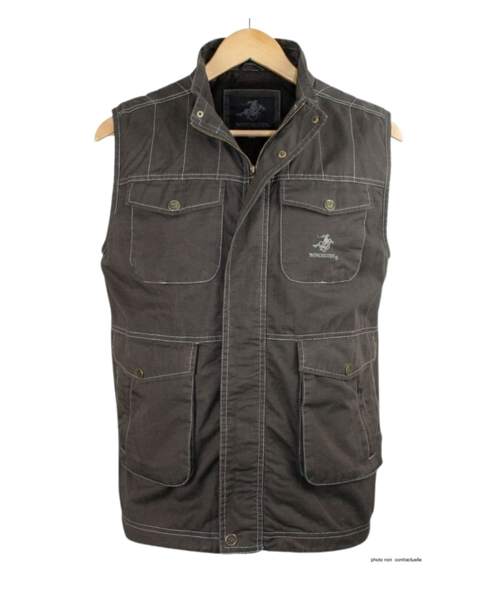 WINCHESTER JUMPER1B - Gilet Sans Manches Coton Marron Imprimé