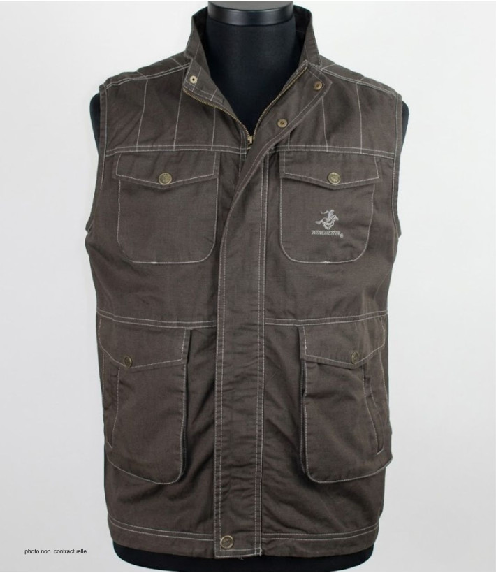 WINCHESTER JUMPER1B - Gilet Sans Manches Coton Marron Imprimé