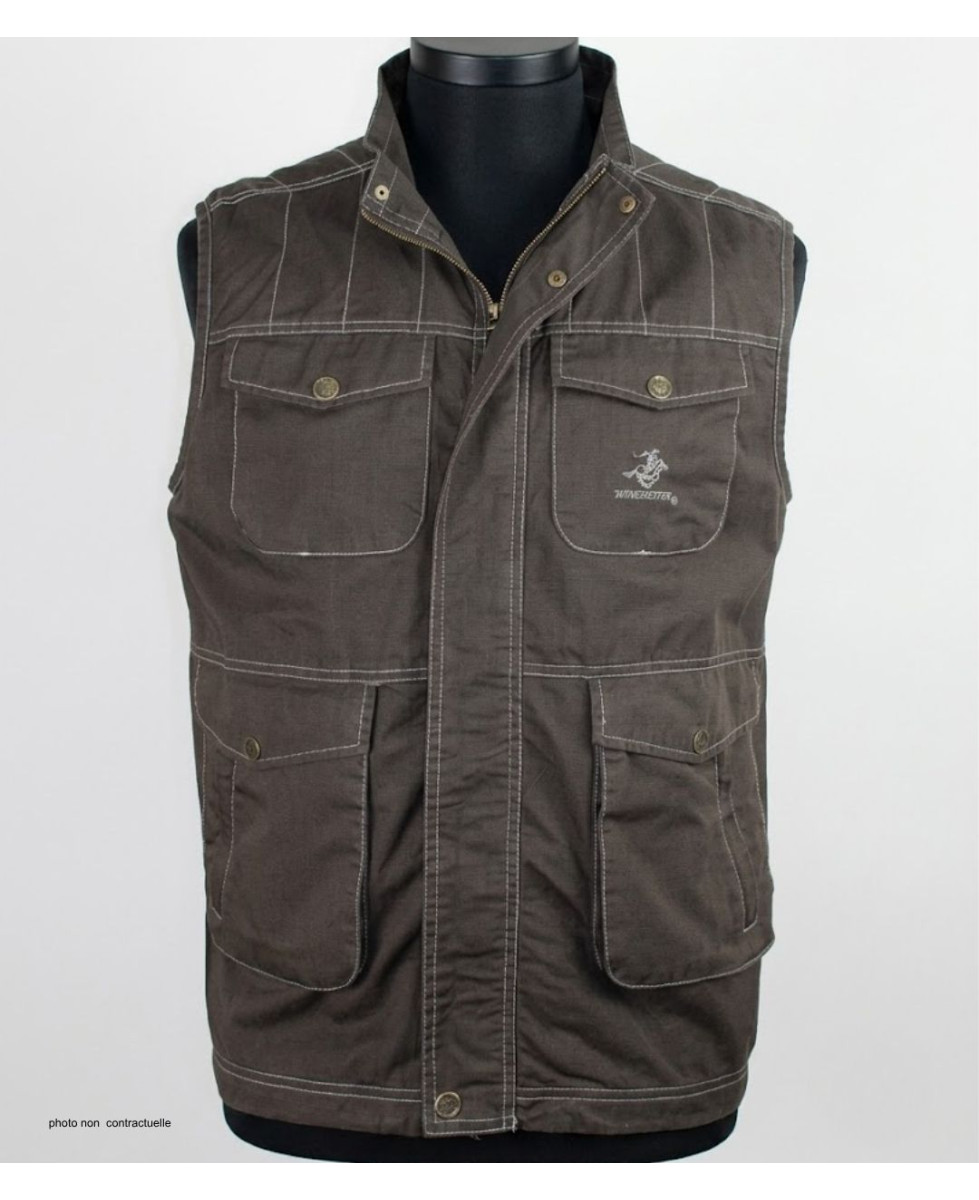 WINCHESTER JUMPER1B - Gilet Sans Manches Coton Marron Imprimé