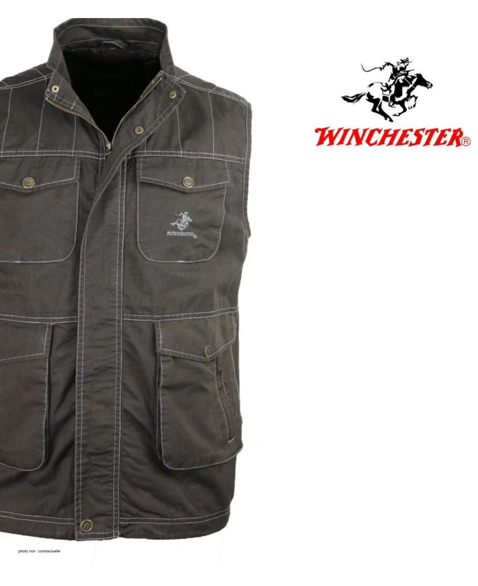 WINCHESTER JUMPER1B - Gilet Sans Manches Coton Marron Imprimé