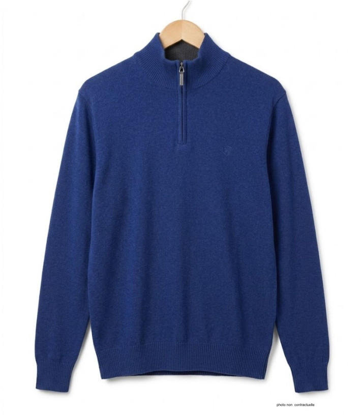 CHALLENGER PUL2005D Pull Col Montant Zippé Bleu Marine