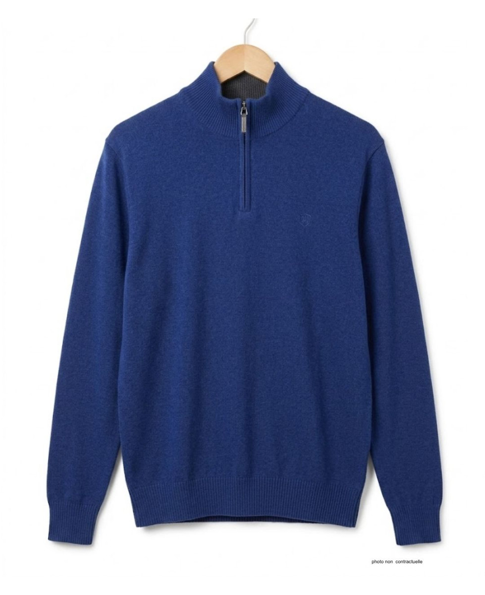 CHALLENGER PUL2005D Pull Col Montant Zippé Bleu Marine