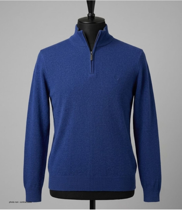 CHALLENGER PUL2005D Pull Col Montant Zippé Bleu Marine