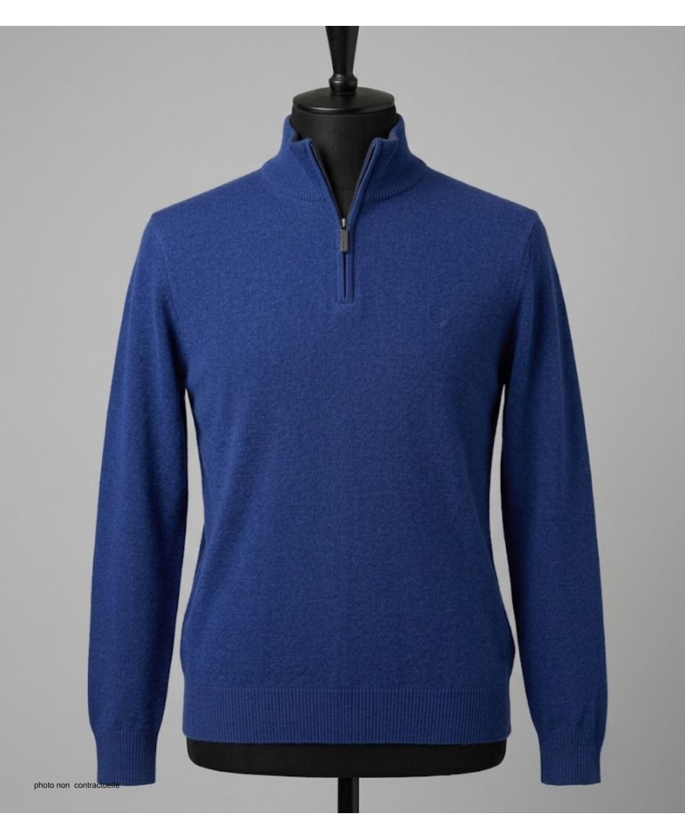 CHALLENGER PUL2005D Pull Col Montant Zippé Bleu Marine