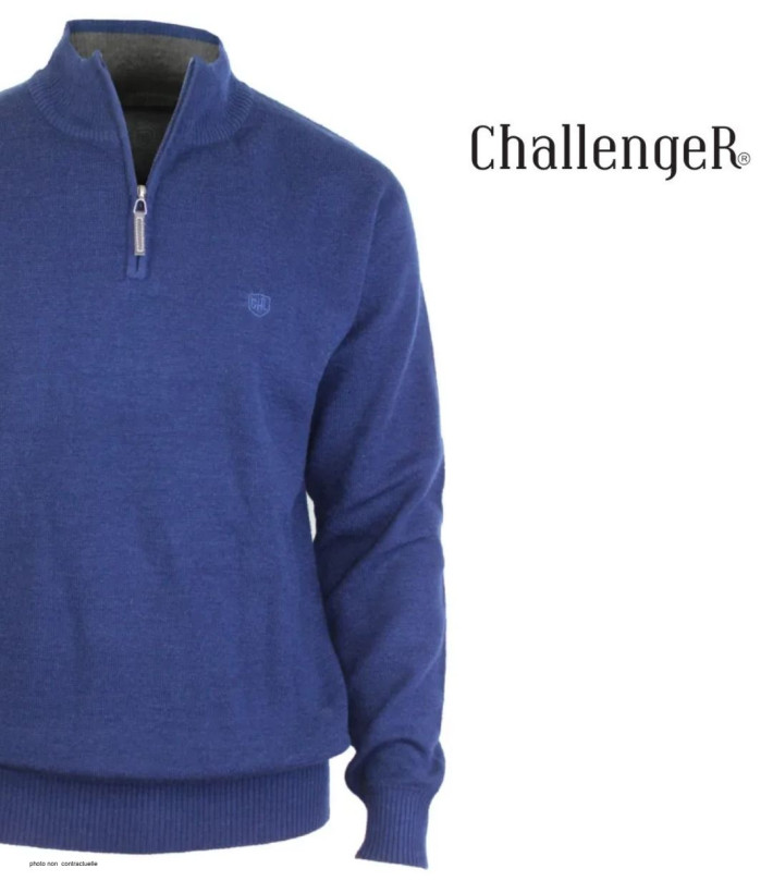 CHALLENGER PUL2005D Pull Col Montant Zippé Bleu Marine
