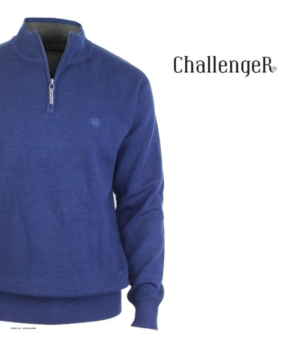 CHALLENGER PUL2005D Pull Col Montant Zippé Bleu Marine