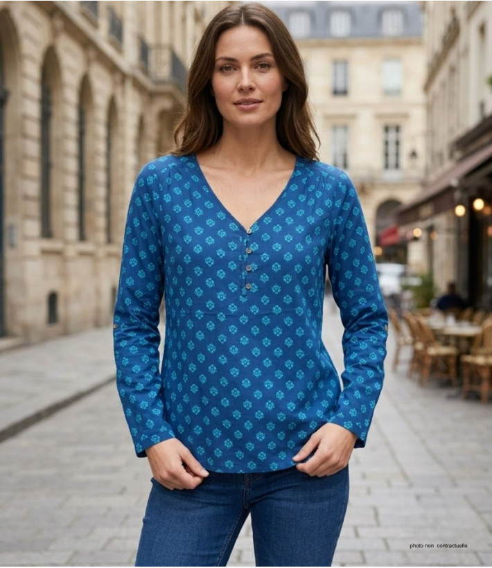 Chemisier Imprimé Femme MAYFLOWER CROISADE2 Bleu Marine