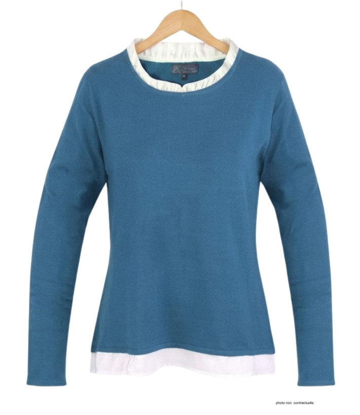 Pull Uni 2-en-1 Femme PULF2004A Effet Chemise