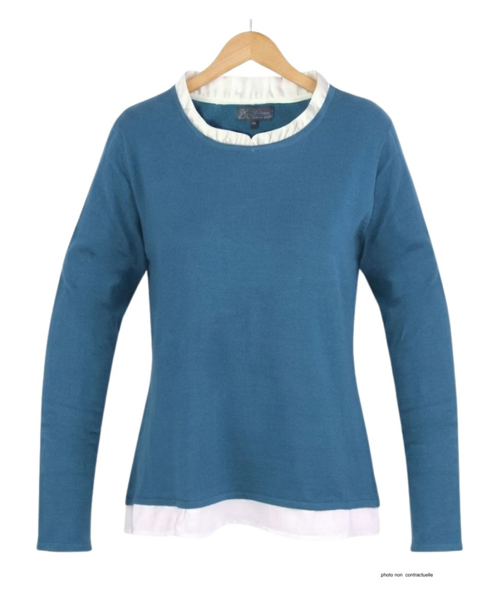 Pull Uni 2-en-1 Femme PULF2004A Effet Chemise