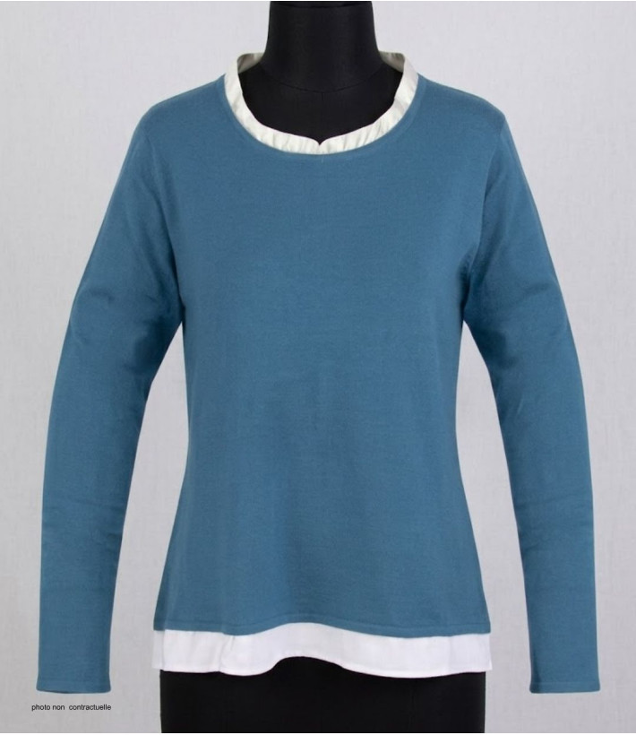 Pull Uni 2-en-1 Femme PULF2004A Effet Chemise