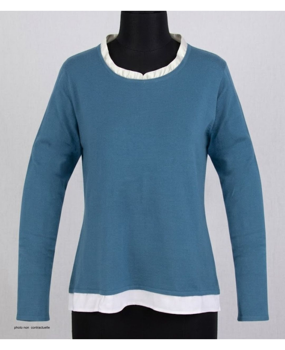 Pull Uni 2-en-1 Femme PULF2004A Effet Chemise