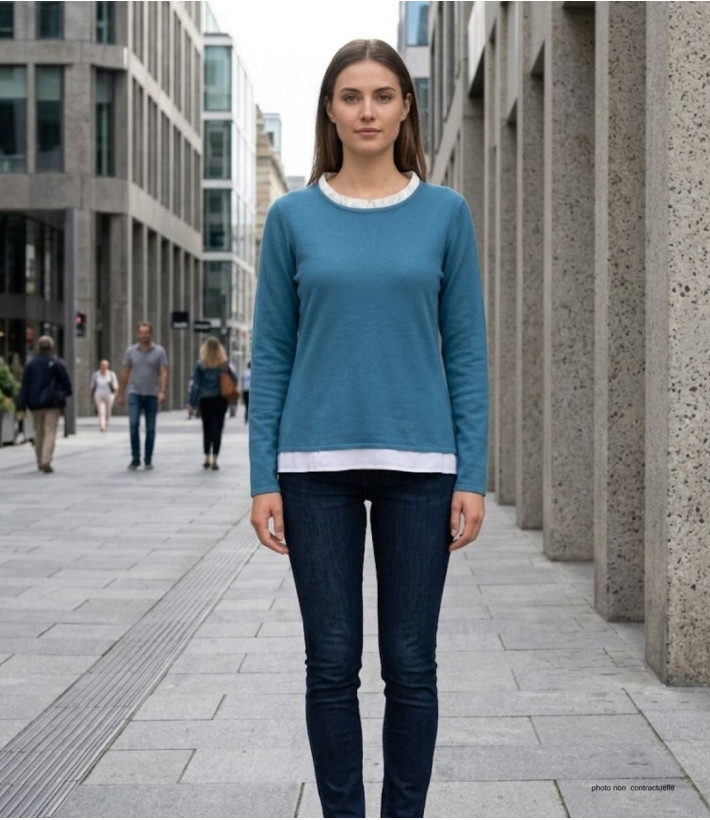 Pull Uni 2-en-1 Femme PULF2004A Effet Chemise
