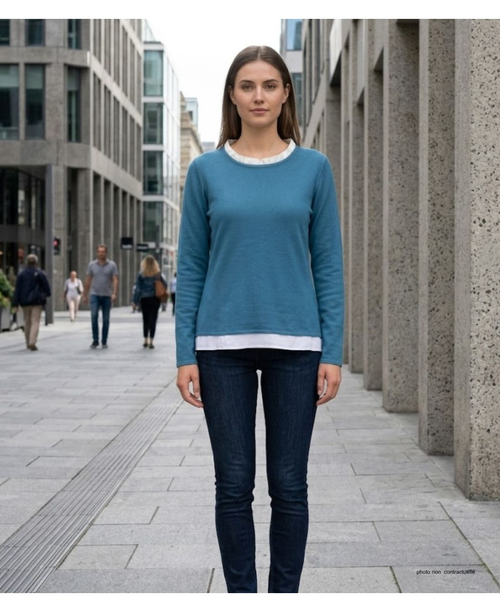 Pull Uni 2-en-1 Femme PULF2004A Effet Chemise