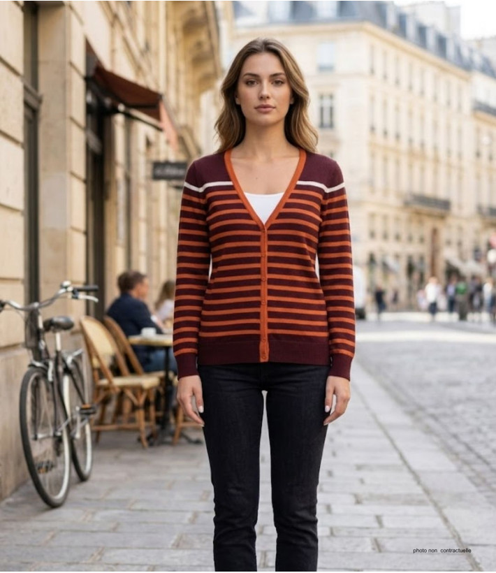 Gilet 100% Coton Femme MAYFLOWER CALVI1C Marron