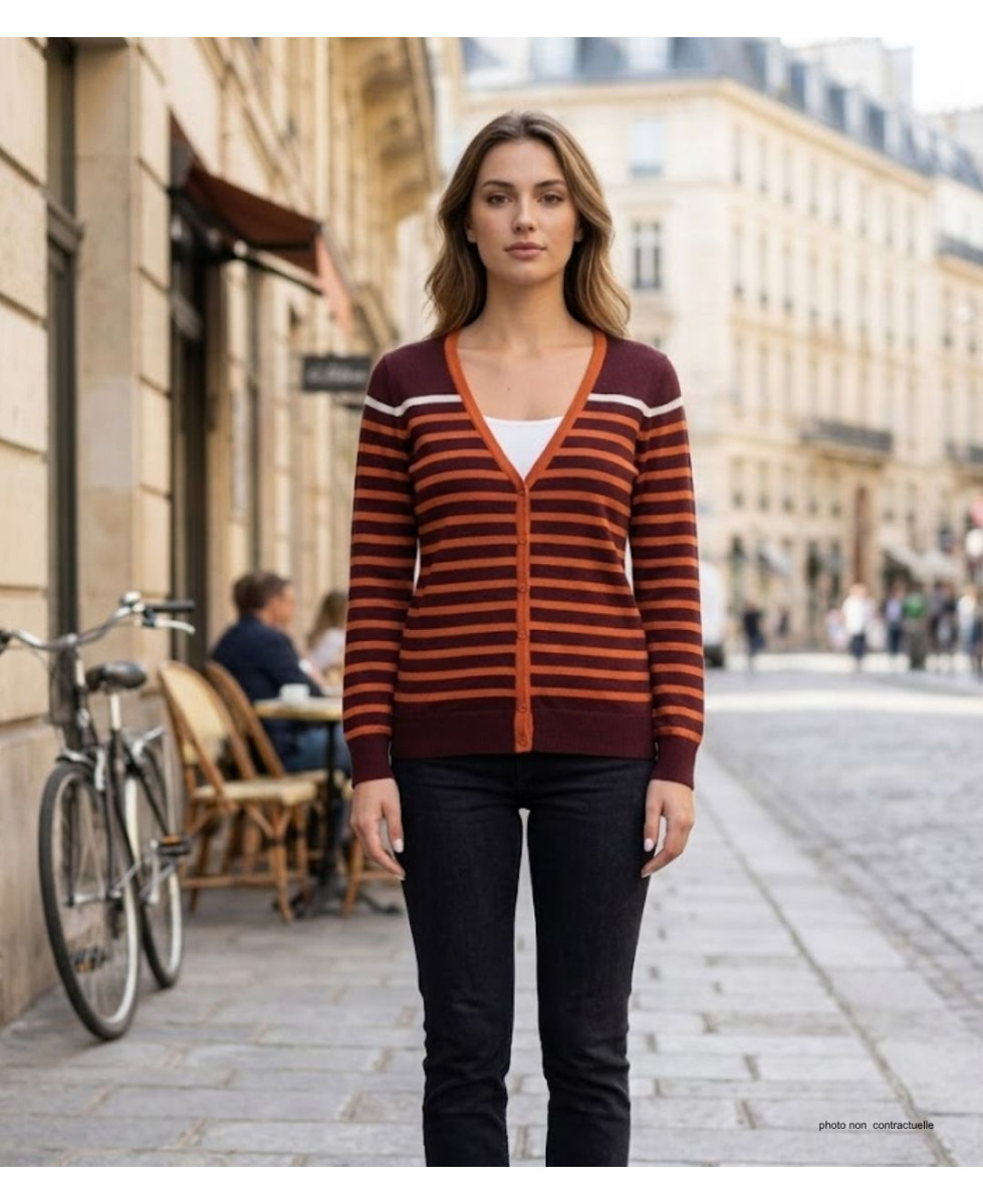 Gilet 100% Coton Femme MAYFLOWER CALVI1C Marron